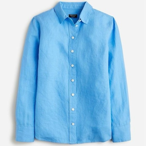 J.Crew Wren Slim Shirt in Baird McNutt Irish linen in Mountain Bluebird Blue 4 - Picture 2 of 7